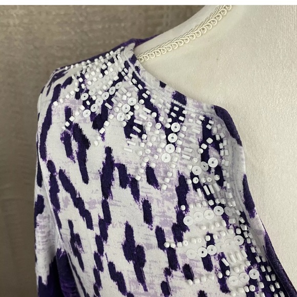 Chico's Sequin Bead Embellished Boho Tye Dye IKAt Tunic - Picture 5 of 10